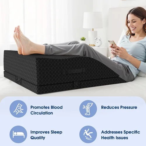 Vista 4 de Elevation Pillows for Leg After Surgery, Memory Foam Adjustable Wedge Pillow for Injury or Rest, Ankle Pillow for Sleeping Blood Circulation