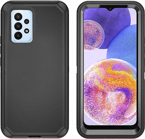Vista 2 de Asuwish Funda de teléfono para Samsung Galaxy A23 5G con protector de pantalla de vidrio templado y cubierta para celda, híbrida, resistente, a Negro