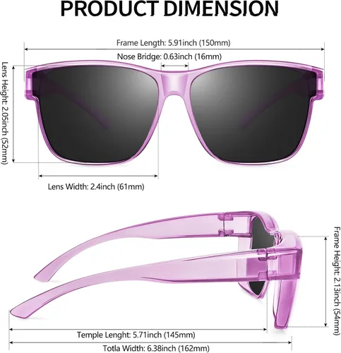 Vista 3 de URUMQI Polarized Sunglasses Fit Over Glasses for Men Women, Oversized Square Sun Glasses UV400 Protection Shades