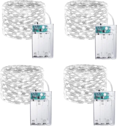 Vista 13 de Joomer Guirnalda de luces LED que funcionan con pilas, paquete de 2 50 luces LED cortables de 16 pies con temporizador para dormitorio, fiestas