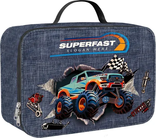 Vista 11 de Clastyle Bolsa de almuerzo con aislamiento 3D para niños, bolsa térmica grande para niños, picnic, escuela, lonchera tote, fútbol de fuego