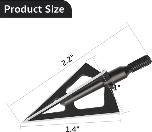 Vista 2 de Hunting Broadheads with 3 Fixed Blade 100 Grain Screw-in Archery Broadheads Compatible with Crossbows,Recurve and Compound Bows