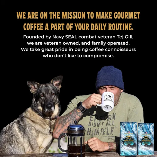 Vista 7 de Café Warpath tostado oscuro en grano entero, mezcla Mariner, alta cafeína, granos de café Arábica 100% tostados enteros, aroma rico, taza intensa