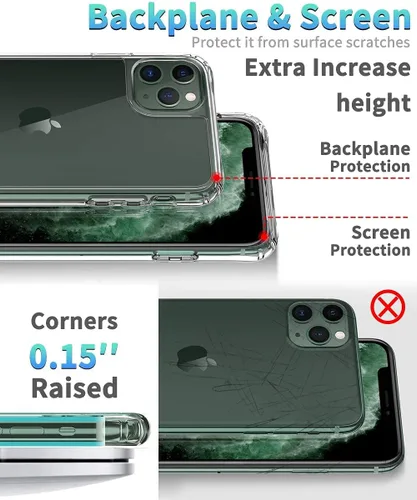 Vista 4 de Funda compatible con iPhone 11 [serie Airbag] con [2 protectores de pantalla de vidrio templado] [grado militar], probada contra caídas de 15 pies