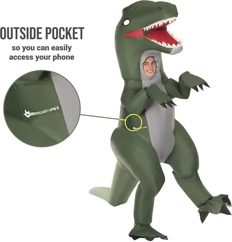 Vista 4 de Morph Giant Inflatable Dinosaur Velociraptor Halloween Costume for Adults