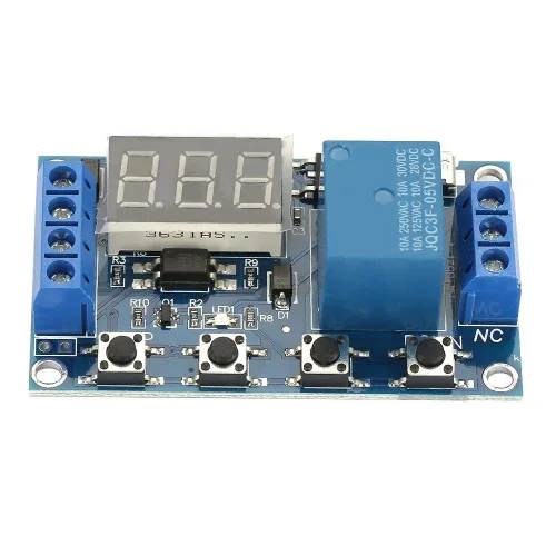 Vista 4 de Interruptor de temporizador de retardo de ciclo Pantalla LED Retardo de encendido y apagado Módulo de relé DC 6-30V 0 1s a 999min ajustable