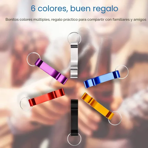 Vista 5 de Mcyye 6 piezas abrebotellas de cerveza Mcyye coloridos, abrebotellas de llavero de metal premium, abrebotellas de bebidas para hombres, mujeres