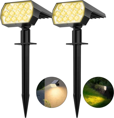 Vista 11 de WELALO Focos solares para exteriores, [2 unidades/65 LED/3 modos] focos solares de paisaje, luces de seguridad alimentadas por energía solar, luces
