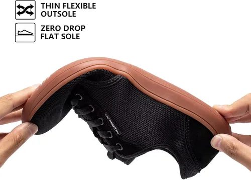 Vista 5 de HOBIBEAR - Zapatillas minimalistas descalzas para hombre y mujer, suela plana, ancho tenis de moda.