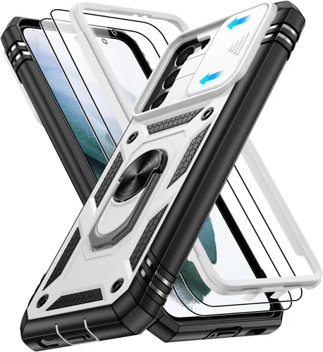 Vista 155 de Gritup Funda para Google Pixel 6 con cubierta deslizante para cámara y protector de pantalla (2 unidades), soporte de anillo giratorio 360°, funda