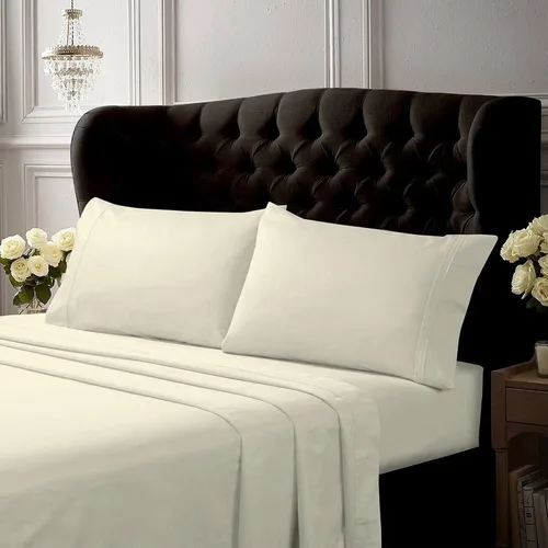 Vista 15 de Tribeca Living Juego de sábanas de cama tamaño King, de percal de algodón egipcio sólido, suaves y crujientes, con bolsillo extra profundo, 350