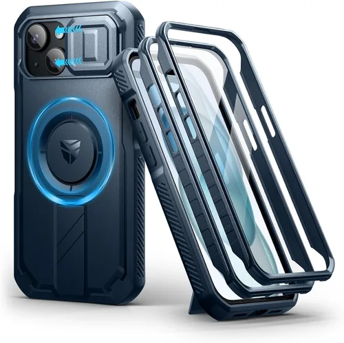 Vista 16 de Dexnor - Funda para iPhone 12 & iPhone 12 Pro con tapa deslizante para cámara, soporte ajustable y protector de pantalla integrado, carcasa