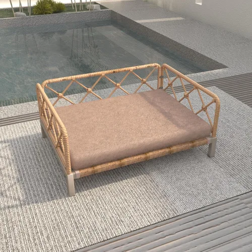 Vista 7 de Camas elevadas impermeables para perros con soporte de espuma para huevos, cama para mascotas, sofá cama para perros al aire libre, sofá cama Marrón