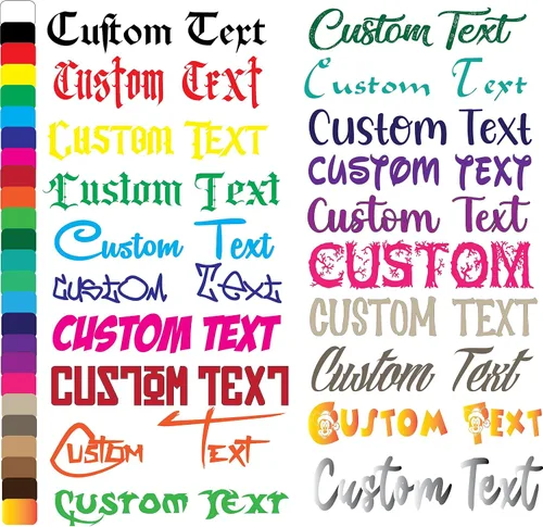 Vista 2 de Calcomanía de vinilo personalizada, diseño personalizado de tu propio nombre, frase inicial o cita (20 fuentes, 20 colores) para laptop, calcomanía