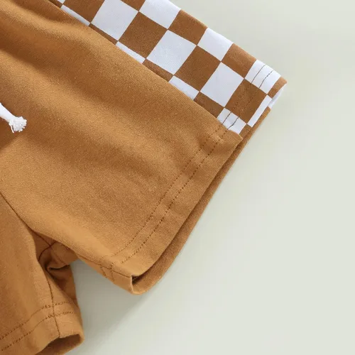 Vista 5 de Sejardin Traje de verano para bebé niño pequeño, camiseta de manga corta a cuadros y pantalones cortos, ropa para niños pequeños