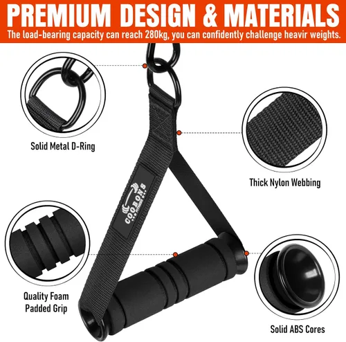 Vista 3 de Heavy Duty Exercise Handles, Gym Cable Handles for Cable Machine Attachments, D Handle Cable Attachments, Handles for Resistance Bands, Workout