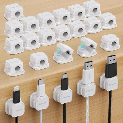Vista 9 de Picozon Paquete de 6 Clips Magnéticos para Cables Organizador Soporte de Cables, Picozon Organizador Adhesivo de Gestión de Cables, Soporte