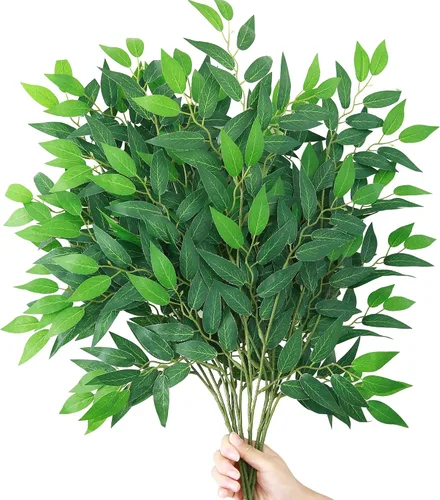 Vista 13 de GREENTIME Paquete de 2 tallos de eucalipto negro con 20 ramas de 18.5 pulgadas, ramo de flores artificiales para jarrón, decoración de mesa de boda