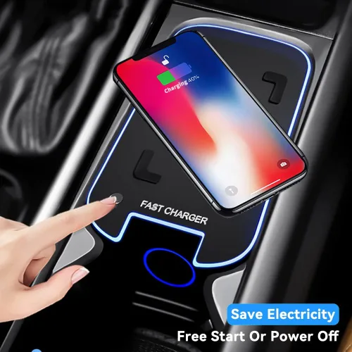 Vista 6 de Soporte de cargador inalámbrico para automóvil compatible con Volvo XC90, XC60, S90L, V90 2017-2023, QC 3.0 de carga rápida compatible con iPhone