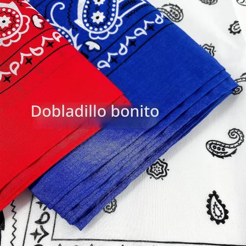 Vista 4 de Junvena Bandanas de algodón, 12 paquetes de 22 x 22 pulgadas, pañuelo unisex impreso de doble cara