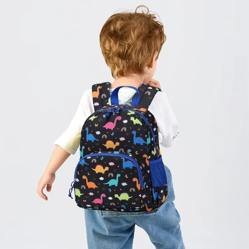 Vista 2 de Ryushoyo Mochila infantil para niños y niñas, mochila para niños y niñas, para jardín de infantes, 2 tamaños con correa para el pecho, Dinosaurio