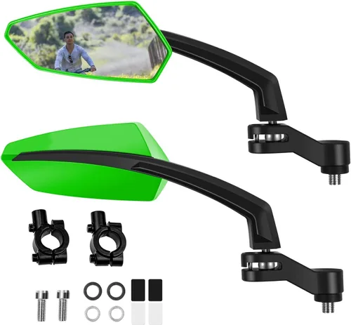 Vista 13 de Addmotor Espejos de bicicleta, 1 par de montaje para manillar de espejo de bicicleta, espejo giratorio ajustable de 360°, HD, espejo retrovisor Negro