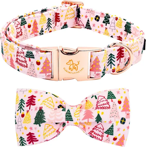 Vista 11 de Elegant little tail - Collar de otoño para mascotas con corbatín, lindo collar de Halloween con estampado de flores y calabaza para cachorros