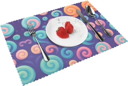 Vista 11 de Juego de 4 manteles individuales rectangulares, resistentes al calor, 4 manteles individuales impresos para cocina y comedor Caramelo 4