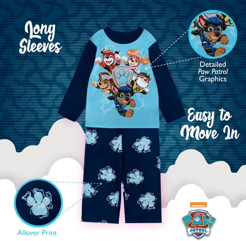 Vista 4 de Nickelodeon Boys' Paw Patrol Baby Shark 2-Piece Loose-fit Pajamas Set