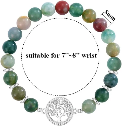 Vista 2 de KSQS Pulsera de cuentas de piedra natural del árbol de la vida para mujer, dije de árbol de 0.315 in (0.31 pulgadas), cuentas de cristal curativo