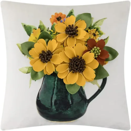 Vista 13 de OiseauVoler Fundas de Cojín Decorativas con Flores 3D Fundas de Almohada con Acento Floral para Sofá Cama Hogar Sala de Estar Decoración