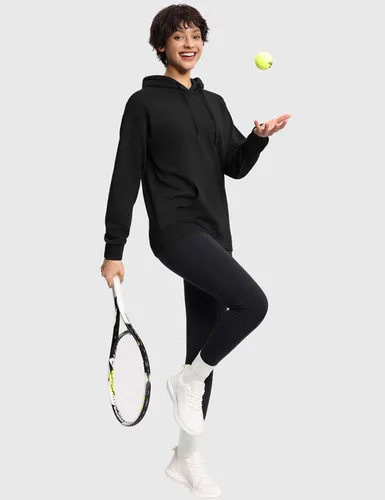 Vista 8 de THE GYM PEOPLE Sudadera básica con capucha para mujer, ajuste holgado, forro polar ultra suave, con bolsillos