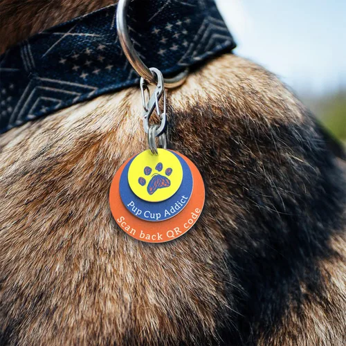 Vista 2 de Etiqueta de identificación de perro personalizada con código QR con almacenamiento de información de mascotas en línea Modifiable