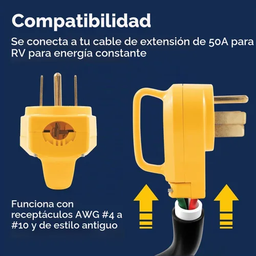 Vista 4 de Camco Power Grip - Enchufe de repuesto de 50 amperios - La cabeza se fija al cable de extensión existente de RV - Cuenta con enchufe RV de 50