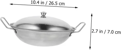 Vista 5 de SHOWERORO 1 juego de sartén de cocina de acero inoxidable con tapa, olla caliente de doble mango para uso diario, utensilios de cocina multifunción