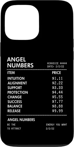 Vista 24 de iPhone 16 Números Ángel Recibo 111 222 333 444 Estuche de numerología espiritual