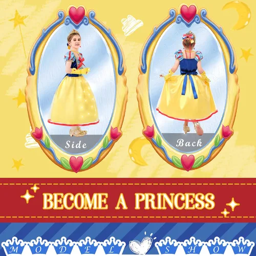 Vista 2 de Nalmits Princess Costume for Girls, Light-Up Dress with Accessories, Fantasy Gown Outfits for Birthday Party