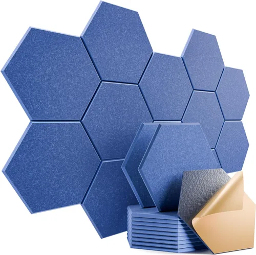 Vista 54 de Paquete de 12 paneles acústicos autoadhesivos de 12 x 10 x 0.4 pulgadas, paneles de espuma a prueba de sonido con alta densidad, elegante diseño