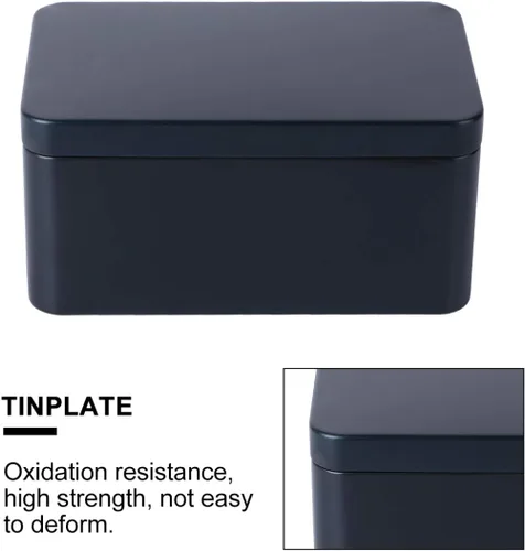 Vista 4 de DOITOOL Caja rectangular de almacenamiento de té de hojalata de 5.11 x 3.14 x 2.55 pulgadas, contenedor portátil de metal pequeño para hojas de té