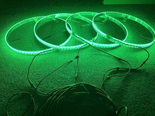 Vista 2 de 17,5" color sólido verde llevó las luces del anillo de la rueda IP68 impermeable 4 luces/set más brillante 300Leds llanta luces luces