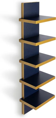 Vista 10 de Estantes de pared de 5 niveles en negro, estante de columna vertical flotante, organizador de almacenamiento para decoración del hogar, diseño