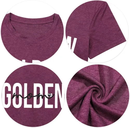 Vista 6 de Golden Mom Shirt Women Mama Shirts Casual Dog Lover T Shirts Summer Short Sleeve Tees Tops