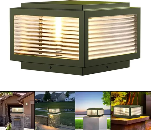 Vista 12 de Luz de poste para exteriores de 12 x 12 pulgadas, luz de columna, lámpara de columna con cable de 110-240 V (12-36 V bombilla de reemplazo), luz