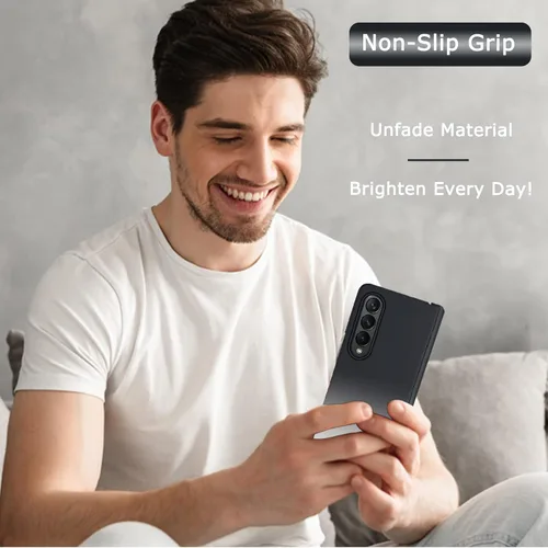 Vista 7 de NINKI Funda compatible con Galaxy Z Fold 4 en blanco y negro degradado con protector de pantalla y bisagra, funda protectora de cuerpo completo