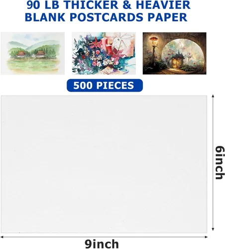 Vista 2 de Sabary 500 hojas de papel de acuarela de 90 libras, papel de arte blanco a granel para pintura de artistas, 6 x 9 pulgadas, almohadilla de prensa