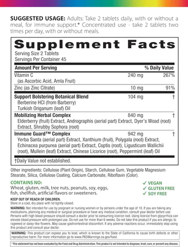 Vista 2 de Suplemento de apoyo inmunológico Rainbow Light Counter Attack para adultos 90 tabletas con Immune Guard, zinc y vitamina C