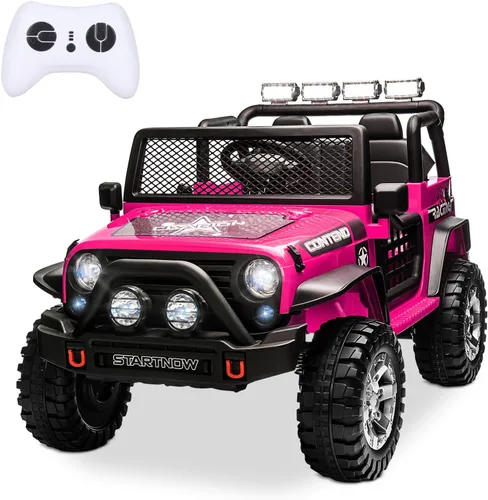 Vista 10 de SEHOMY - Camioneta eléctrica de 2 plazas para niños con control remoto, auto eléctrico de 12 V para niños de 3 años - Suspensión de resorte, luces