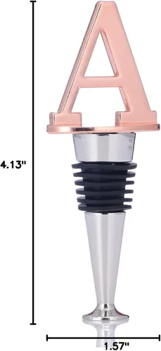 Vista 2 de Tapones de vino, tapones reutilizables para botellas de vino, chapado en oro rosa, tapón de vino con letra, regalo perfecto para vino, amplio uso