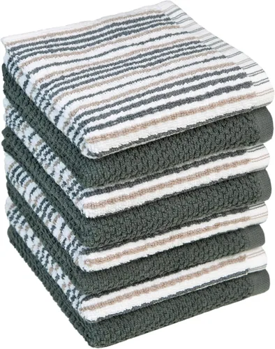 Vista 24 de Toallas de cocina de 16 x 26 pulgadas, paquete de 6 toallas de mano grandes de algodón, paños de cocina, diseño de rayas de palomitas de maíz, juego