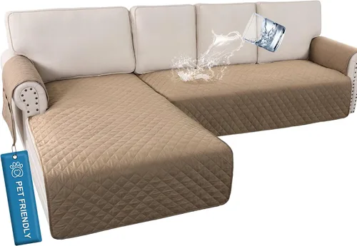 Vista 10 de H.VERSAILTEX Fundas de sofá para sofá seccional, 2 piezas, funda de sofá en forma de L, 100% impermeable y lavable, protector de sofá para perros